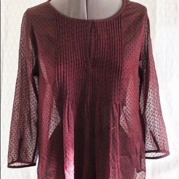 Old Navy wine clip dot sheer blouse - Picture 1 of 2
